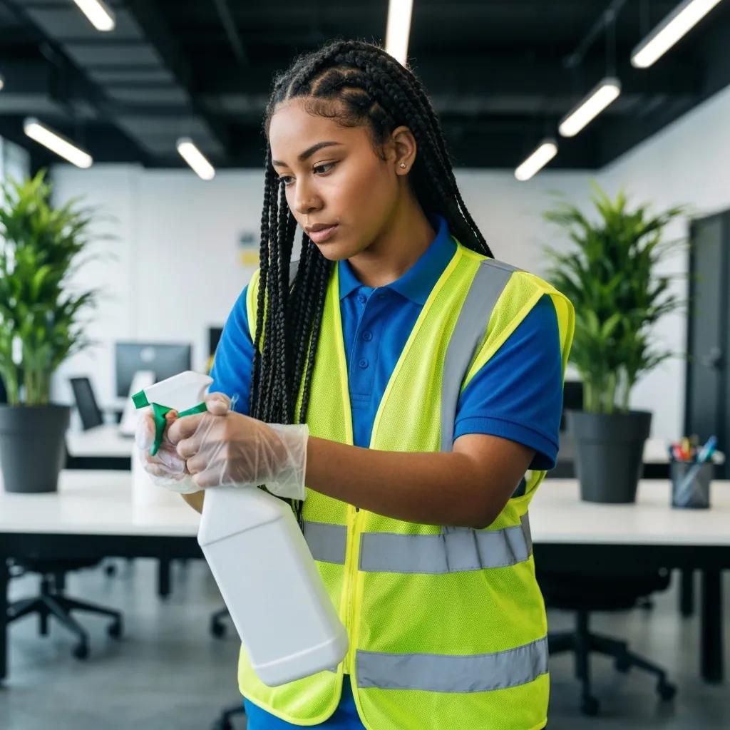 Cleaning professional disinfecting an office, highlighting the effectiveness and safety of disinfection services